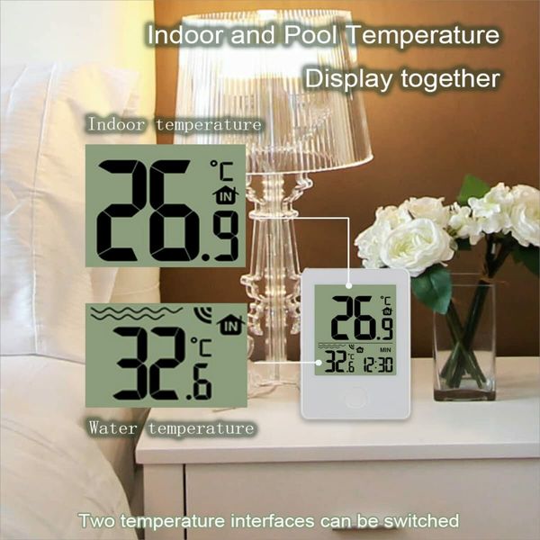 Pool Thermometer Floating Easy Read Digital, Wireless Pool Thermometer for Swimming Pool, Spa, Tubs and Ponds