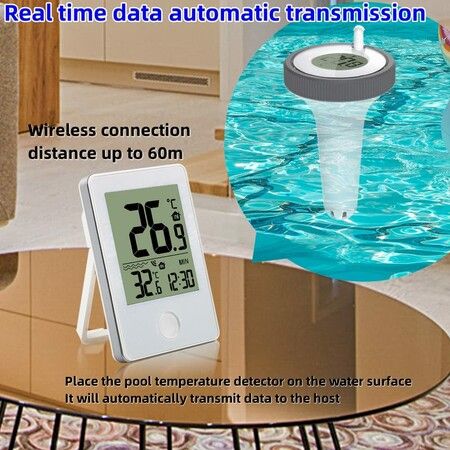 Pool Thermometer Floating Easy Read Digital, Wireless Pool Thermometer for Swimming Pool, Spa, Tubs and Ponds