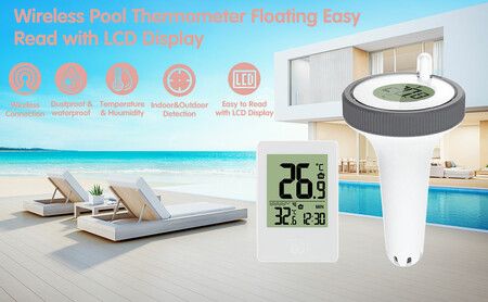 Pool Thermometer Floating Easy Read Digital, Wireless Pool Thermometer for Swimming Pool, Spa, Tubs and Ponds