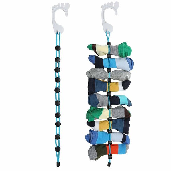 Sock Laundry Tool and Storage Hanger for Washing Drying and Storing Paired Socks, Clips and Locks 1 Pack