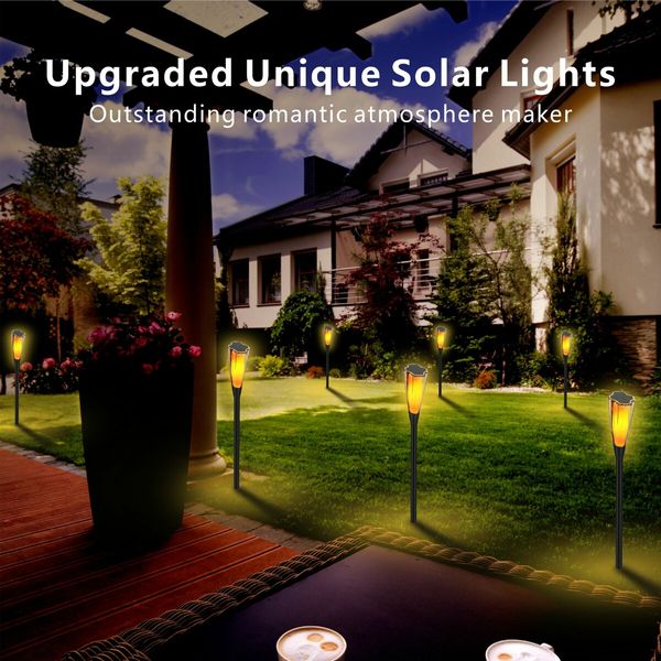 4Pack Solar Flame Torch,Outdoor Lights with Flickering Flame, Waterproof Solar Lights for Garden Decor Pathway Patio Yard