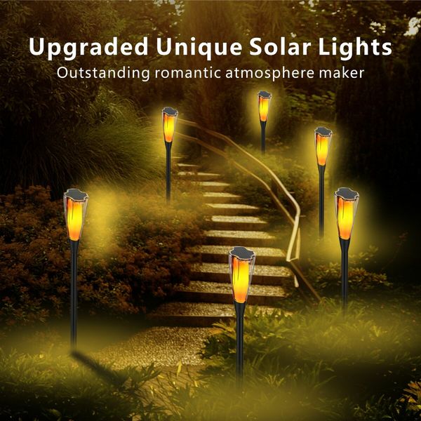 4Pack Solar Flame Torch,Outdoor Lights with Flickering Flame, Waterproof Solar Lights for Garden Decor Pathway Patio Yard