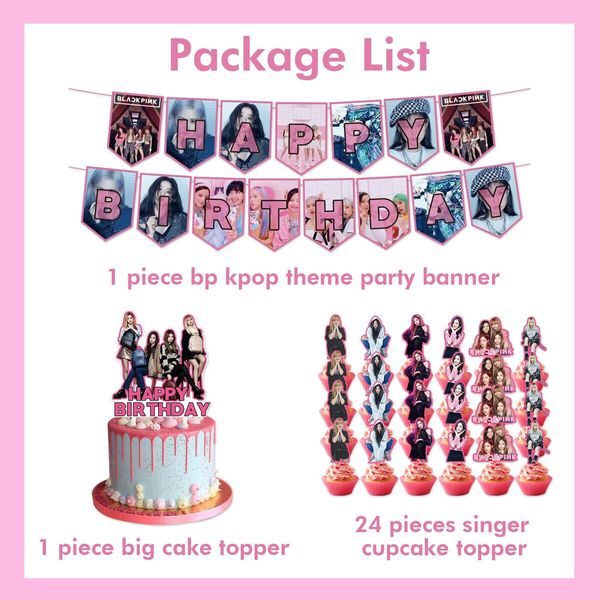 48pcs BLACKPINK Cake Toppers Cupcake Toppers Cake Decorations,BLACKPINK Birthday Party Supplies Decorations