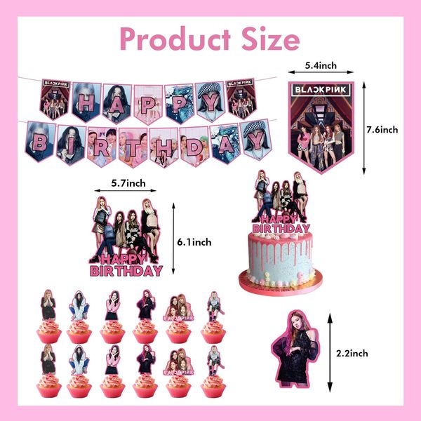 48pcs BLACKPINK Cake Toppers Cupcake Toppers Cake Decorations,BLACKPINK Birthday Party Supplies Decorations