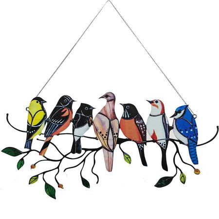 Multicolor Birds On A Wire, Arylic Bird Series Art Ornaments Pendant Hanging for Windows 7 Birds