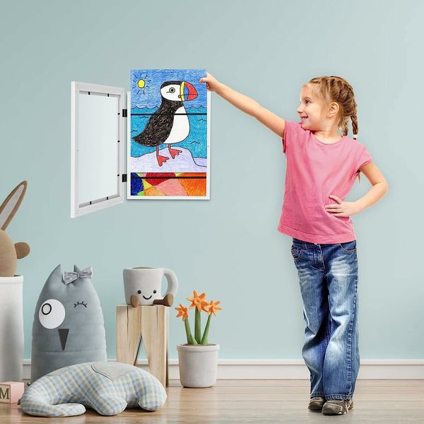 Kids Art Frames, Front Opening Kids Artwork Frames 10 x 12.5 inch White