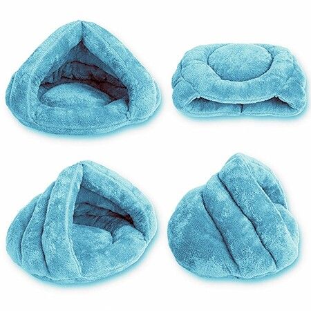 Pet Tent Cave Bed for Small Medium Puppies Kitty Dogs Cats Pets Sleeping Bag Thick Fleece Warm Soft Dog Bed(Blue-L)