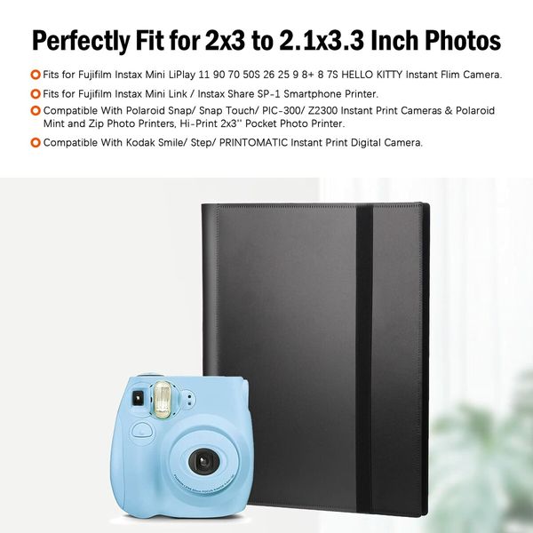 432 Pockets Photo Album for Fujifilm Instax Mini Camera,Polaroid Camera,for Fujifilm Instax Mini 11 12 9 40 Evo Liplay 8 7+ Instant Camera,Photo Album for Polaroid Kodak HP Zink 2x3" Photo (Black)