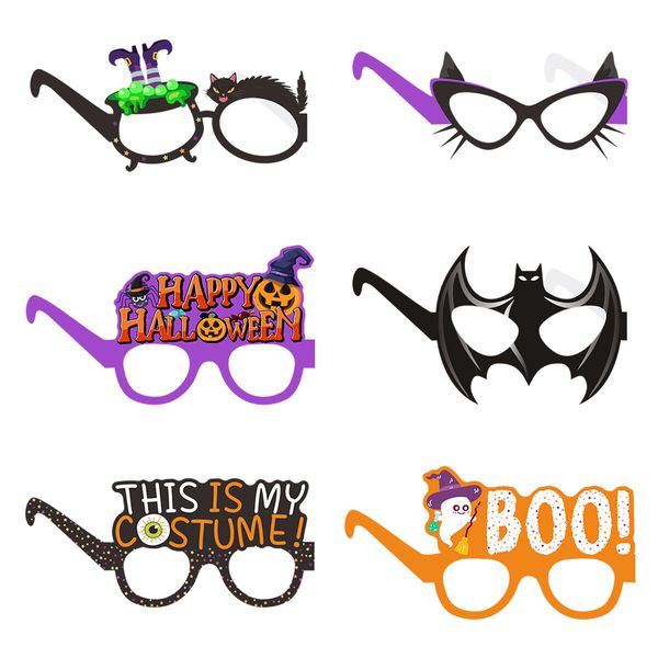 12pcs Halloween Photo Glasses Happy Halloween Decorations Photo Props for kids Paper Horror Glasses Pumpkin Bat