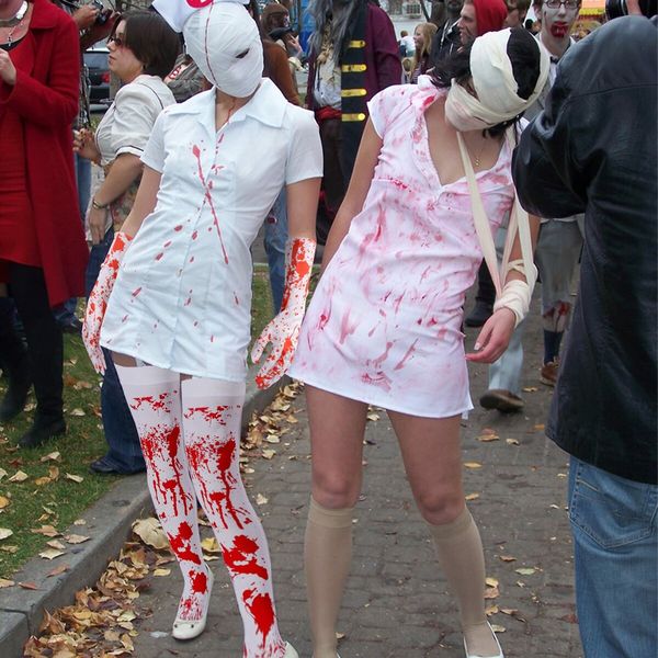 Halloween Strümpfe Blutverschmiert - Weiße Overknee Socken Für Grusel-Costume