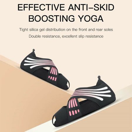 Yoga Socks Women Toeless Anti-skid Socks for Pilates Barre Ballet Bikram Workout Size L-Pink