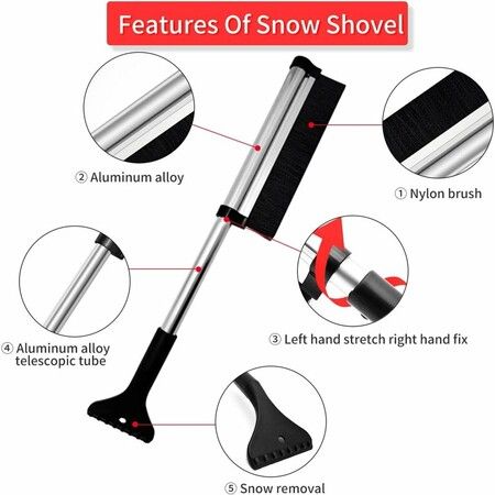 Extendable Ice Scraper Snow Brush for Car Windshield and Glass Snow Ice Remover(Black)