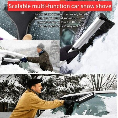 Extendable Ice Scraper Snow Brush for Car Windshield and Glass Snow Ice Remover(Black)