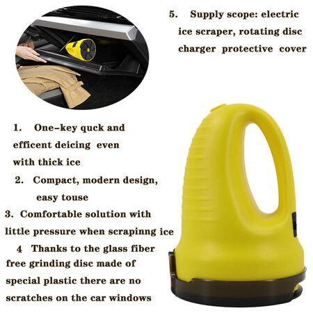 Electric Ice Scraper Multifunction Easy to Use Car Windshield Deicer Defrost Clean Tools For Car New Yellow