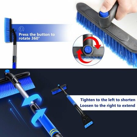 Snow Brush with Pivot Head Windshield Scraper Brush Retractable Winter Ice Remover