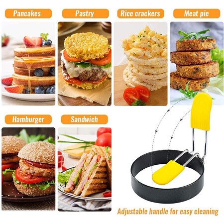 4 PackEgg Ring for Frying Eggs and English Muffin, Round Egg Shaper Mold