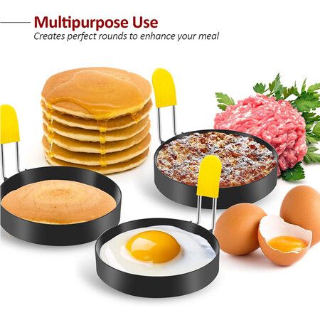 4 PackEgg Ring for Frying Eggs and English Muffin, Round Egg Shaper Mold