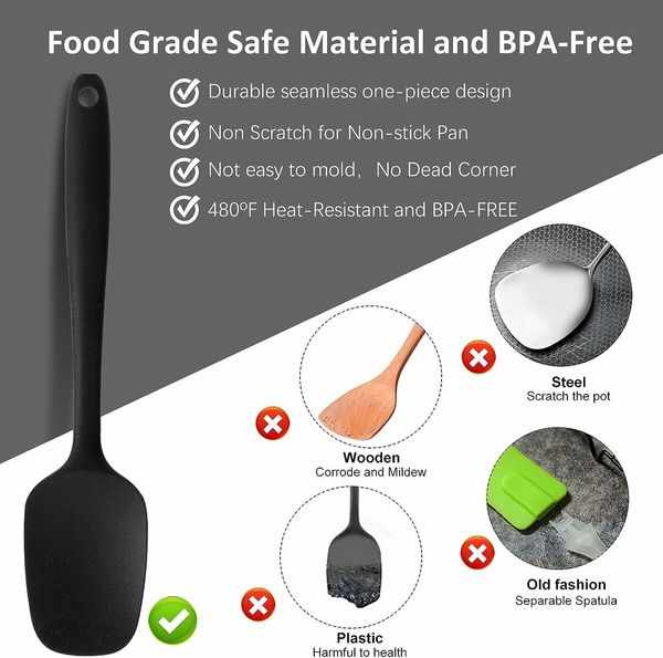 Spatulas for Nonstick Cookware, 6 Pcs Seamless Bpa-Free Silicone Spatula Set for Baking, Cooking