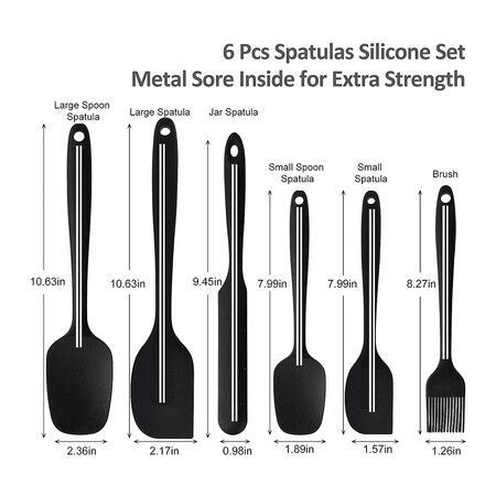 Spatulas for Nonstick Cookware, 6 Pcs Seamless Bpa-Free Silicone Spatula Set for Baking, Cooking