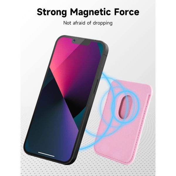 Magnetic Card Wallet Holder with MagSafe for iPhone 14 Pro Max/14 Plus/14 Pro/14,for iPhone 13 Pro Max/13 Pro/13/13 Mini,for iPhone 12/12 Pro/12 Max/12 Mini,Pink