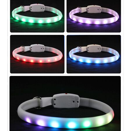 11 Colors LED USB Rechargeable Dog Collar LED Light Night Safety Glowing Collar Pet Luminous Flashing Necklace Anti-Lost Harnesses