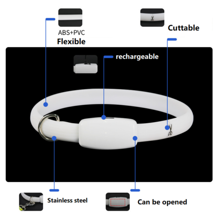 11 Colors LED USB Rechargeable Dog Collar LED Light Night Safety Glowing Collar Pet Luminous Flashing Necklace Anti-Lost Harnesses