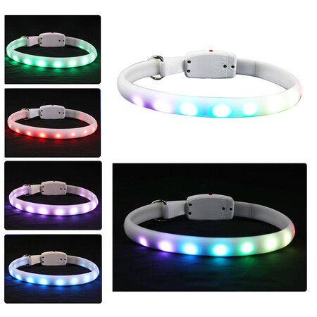 11 Colors LED USB Rechargeable Dog Collar LED Light Night Safety Glowing Collar Pet Luminous Flashing Necklace Anti-Lost Harnesses