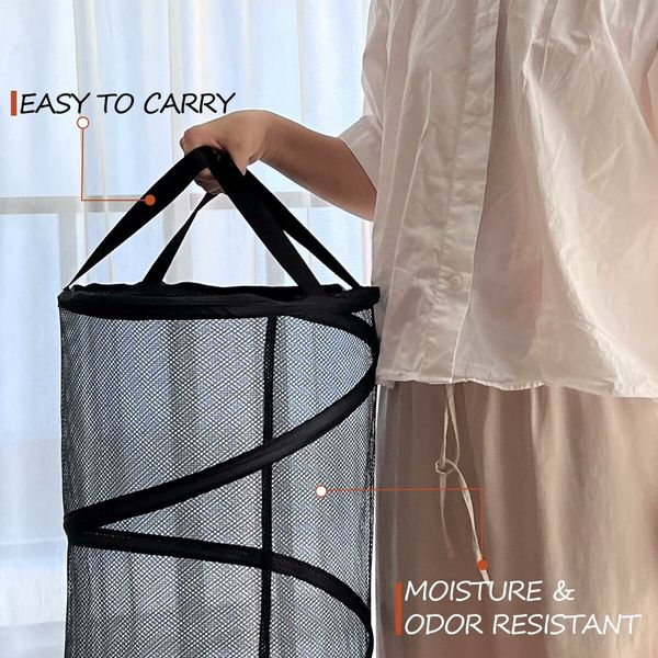 Large Collapsible Laundry Basket Collapsible Mesh with Handles for Laundry, Bathroom, Kids Room, College Dorm, Travel, Storage Organizer