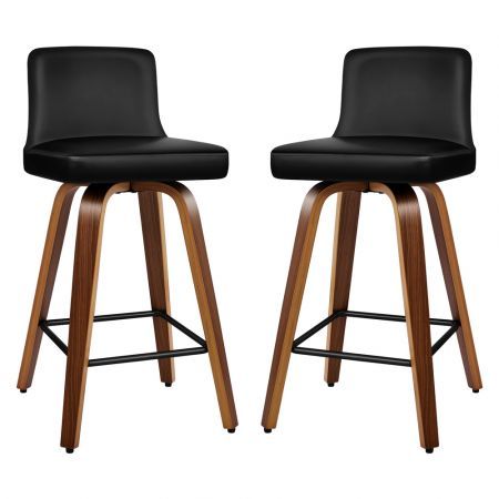 ALFORDSON 2x Swivel Bar Stools Bailey Kitchen Wooden Dining Chair BLACK