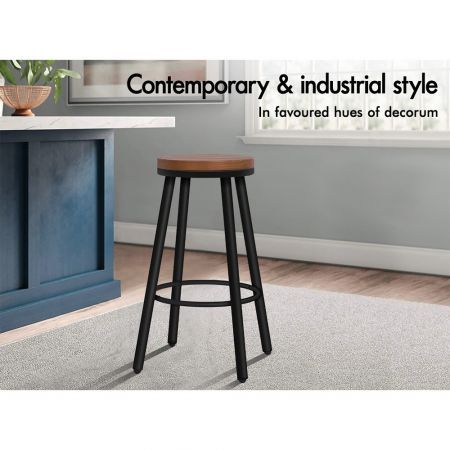 ALFORDSON 2x Bar Stools Retro Kitchen Vintage Chair Industrial Rocio Black