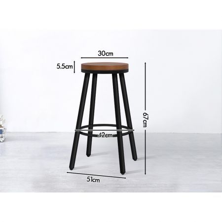 ALFORDSON 2x Bar Stools Retro Kitchen Vintage Chair Industrial Rocio Black