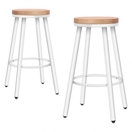 ALFORDSON 2x Bar Stools Retro Kitchen Vintage Chair Industrial Rocio White