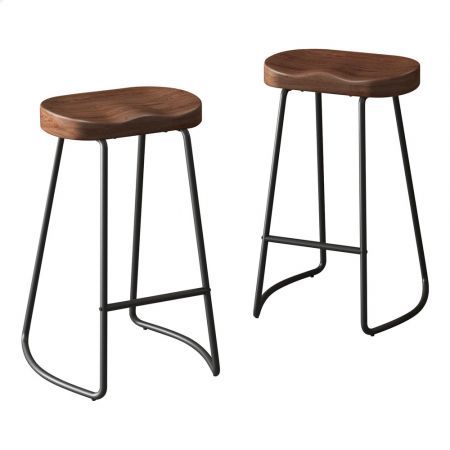 ALFORDSON 2x Bar Stools 75cm Tractor Kitchen Wooden Vintage Chair Dark