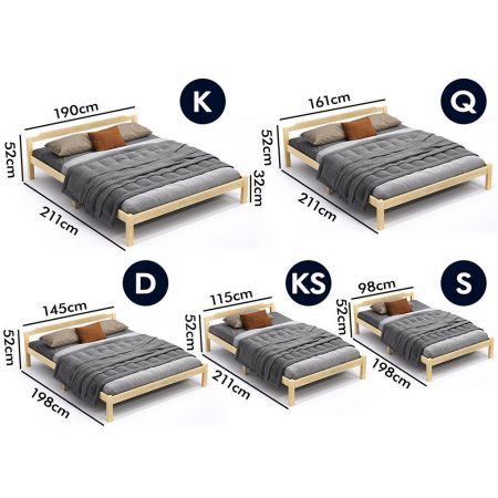 ALFORDSON Bed Frame Wooden Timber King Single Mattress Base Platform Beatrix Oak