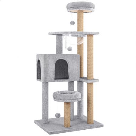 BEASTIE Cat Tree Tower Scratching Post Wood Scratcher Condo House Bed 141cm