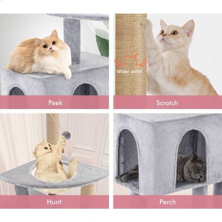 BEASTIE Cat Tree Tower Scratching Post Wood Scratcher Condo House Bed 141cm