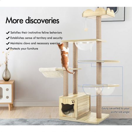 BEASTIE Cat Tree Tower Scratching Post Scratcher Condo House Bed Furniture 158cm