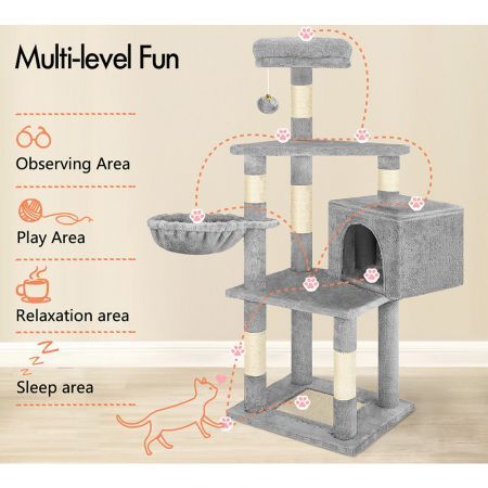 BEASTIE Cat Tree Scratcher Wood Scratching Post Tower Condo House Furniture 130