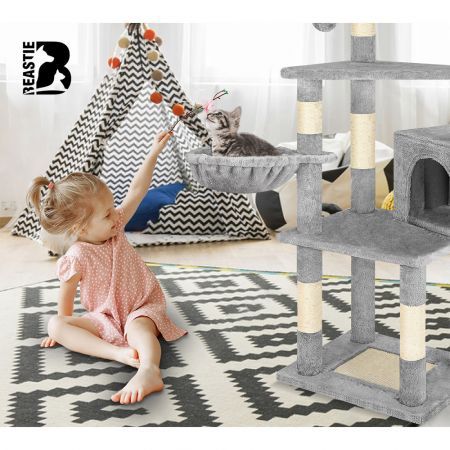 BEASTIE Cat Tree Scratcher Wood Scratching Post Tower Condo House Furniture 130