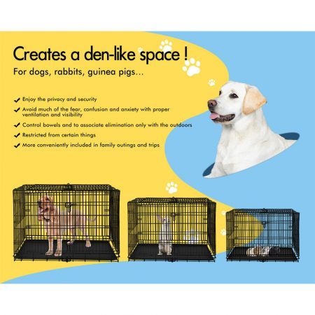 BEASTIE Dog Cage Pet Crate Kennel Cat Foldable Metal Playpen 24" Large