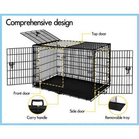 BEASTIE Dog Cage Pet Crate Kennel Cat Foldable Metal Playpen 24" Large