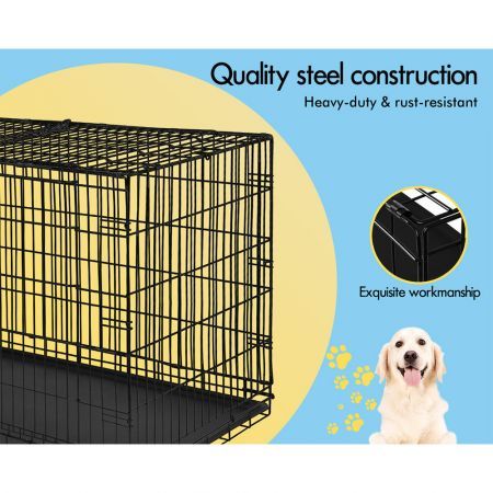 BEASTIE Dog Cage Pet Crate Kennel Cat Foldable Metal Playpen 24" Large