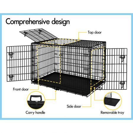 BEASTIE Dog Cage Kennel Metal Pet Crate Cat Collapsible Playpen 36" Large