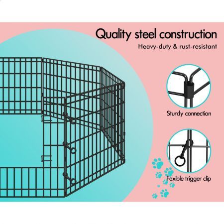 BEASTIE Pet Playpen Dog Panel Enclosure Metal Puppy Fence Exercise Pen 24"