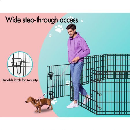 BEASTIE Pet Playpen Dog Panel Enclosure Metal Puppy Fence Exercise Pen 24"