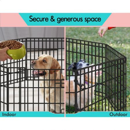 BEASTIE Pet Playpen Dog Panel Enclosure Metal Puppy Fence Exercise Pen 24"