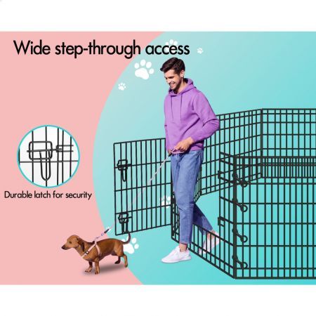 BEASTIE Dog Playpen Pet Metal Fence 8 Panel Enclosure Puppy Exercise Pen 30"