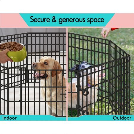 BEASTIE Dog Playpen Pet Metal Fence 8 Panel Enclosure Puppy Exercise Pen 30"