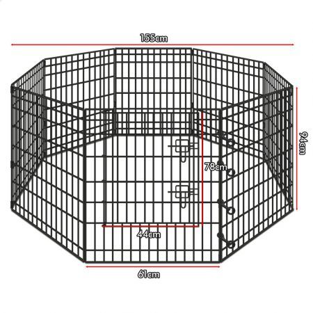 BEASTIE Dog Playpen Pet Fence 8 Panel Enclosure Metal Puppy Exercise Pen 36"