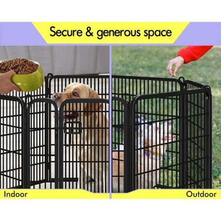 BEASTIE Dog Playpen Pet Enclosure 8 Panel Metal Puppy Fence Exercise 24"